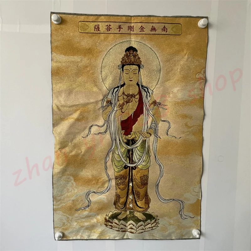 Auspicious Tangka, embroidery, Guanyin,  Exquisite home decoration with traditional folk culture