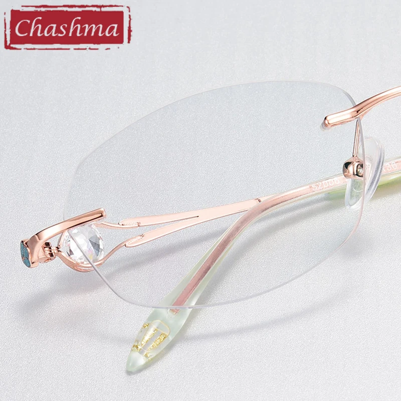 

Rimless Spectacles Female Light Weight Stones Eye Glasses Frames Women Optical Eyeglasses for Prescription Lenses