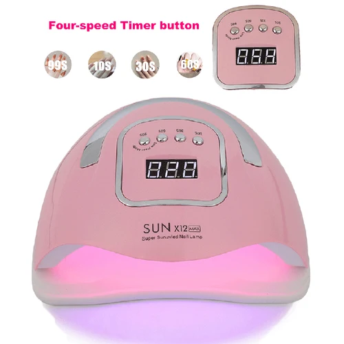 Imagen 2 del producto Lámpara de uñas SUNX12 Max, secador de uñas rosa para manicura, 66 LED, luz UV, cura rápida, lámparas de uñas Autosense con Base