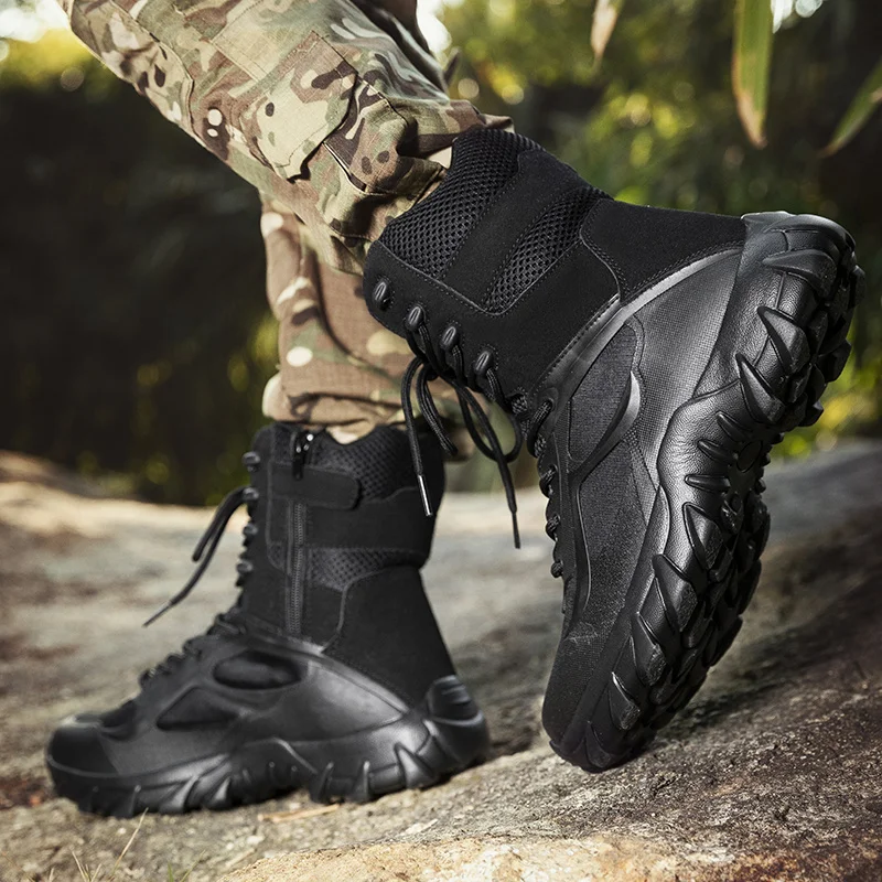 Spring Autumn Black Tactical Boots Men Trekking Shoes Big Size 47 48 Lightweight Outdoor Brand Tactical Sneakers botas tacticas