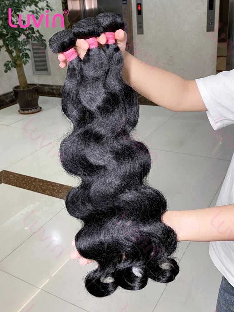 Luvin 30 36 pulgadas cabello humano ondulado 1 3 4 mechones virgen cruda 100% extensiones de cabello humano Remy doble trama cabello trenzado a granel