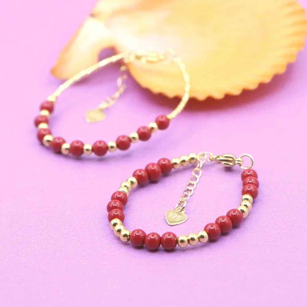Lovely Red Bracelet Baby Girls Lobster Clasp Pearl Beads Accessories Girls Yoga Christmas Wedding Gift Jewelry Charm Fashion