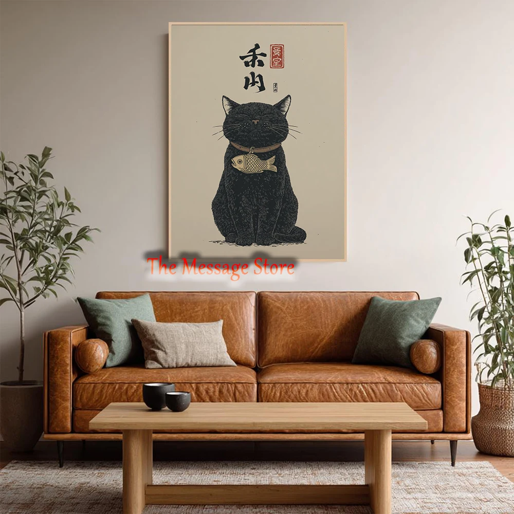 Black Lucky Cat Ukiyo-e Japane - đánh giá và giá Japanese Traditional Lifestyle