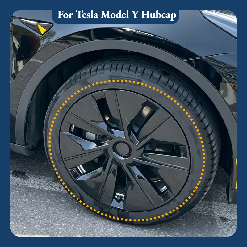 Schwarzes 4-teiliges Set für Tesla Model Y Vollabdeckung Radkappe Performance Ersatz 19 Zoll Radkappe Auto-Radkappe Zubehör