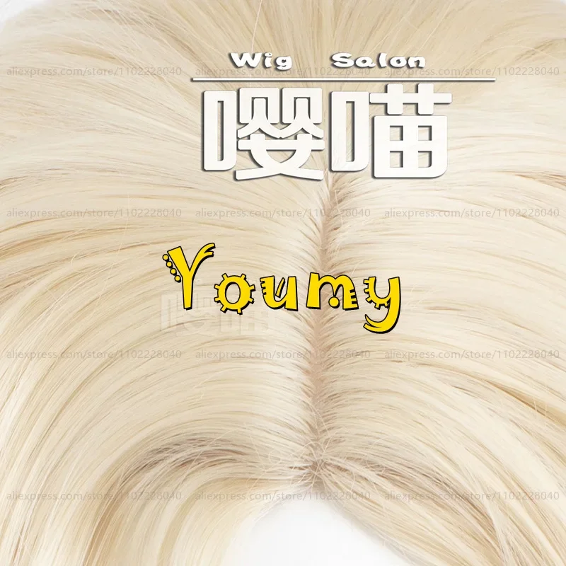 IDV فارو سيدة شعر مستعار إيفلين مورا تأثيري النساء 35 سنتيمتر قصيرة ضوء الذهبي شعر مستعار تأثيري أنيمي تأثيري الباروكات مقاومة للحرارة بيروكات صناعية