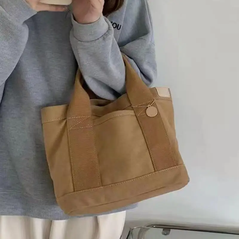 Canvas Small Bag Vintage Women Handbags Small Ladies Shoulder Bag Female Portable Mobile Phone Bucket Tote Hand Bag Purses