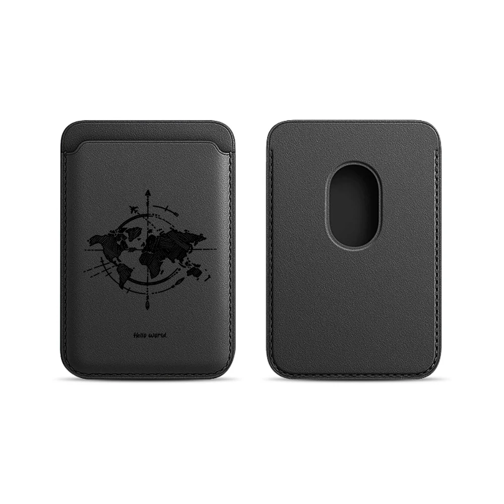 Minimalistisches Weltkarten-Leder-Kartenetui Handy-Kartenhalter für Magnetische Hülle Geeignet für alle iPhone Magsafe Karten-Handy-Rückseiten-Taschen – Detail 9