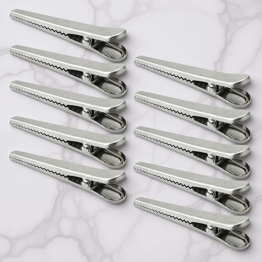 

10Pcs Convenient Sealing Clamps Alligator Clip Stainless Steel Food Bag Clips for Freshness and Portability Alligator Clip