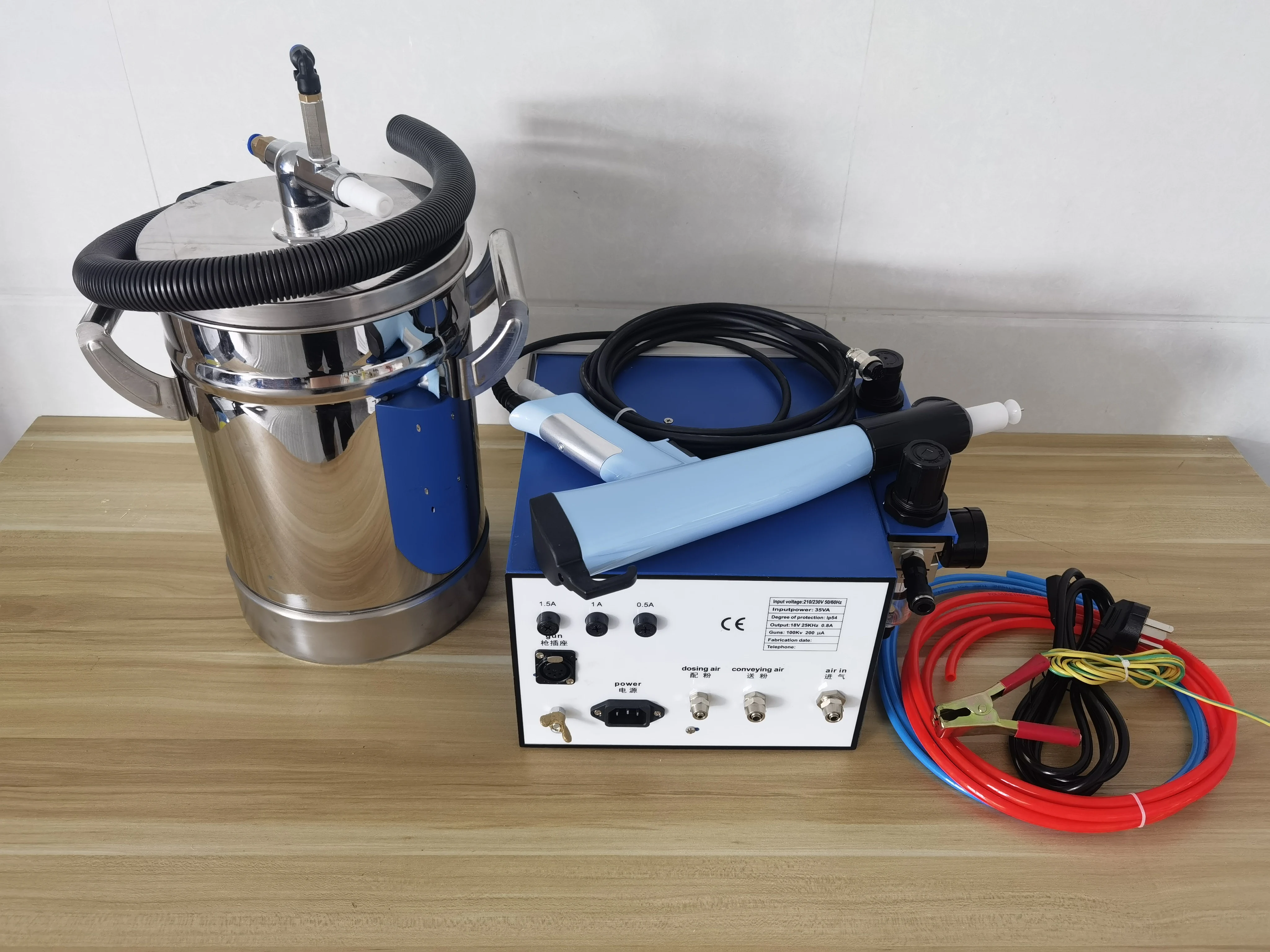 Lab Test Powder Coating Painting Machine Kit With Stainless steel bucket Powder Coating Spray Gun and 601 Painting Unit