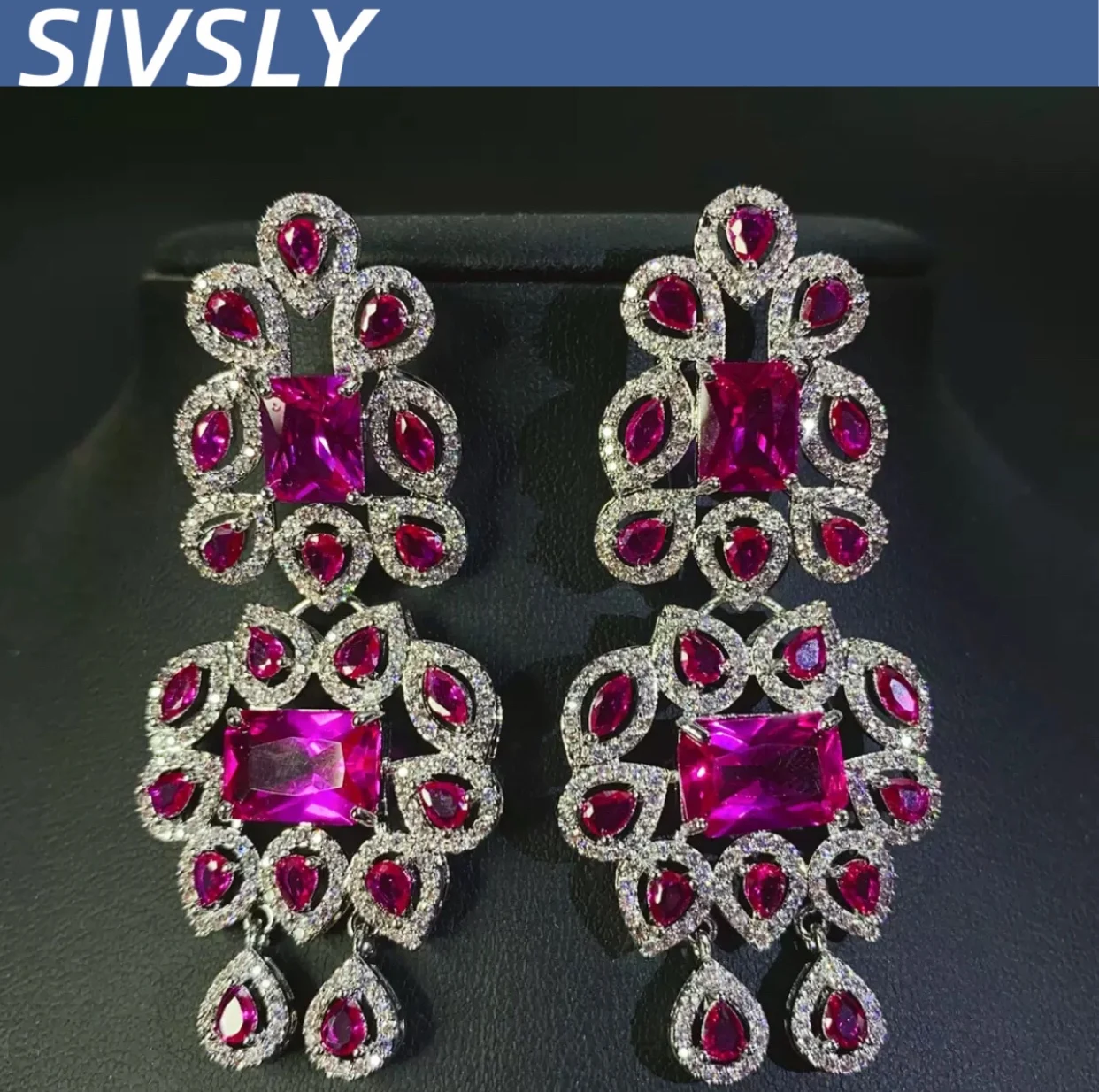 

[Luxury] Popular fringe earrings, fashionable micro-set zirconium exaggerated long earrings, elegant and high-end jewelry