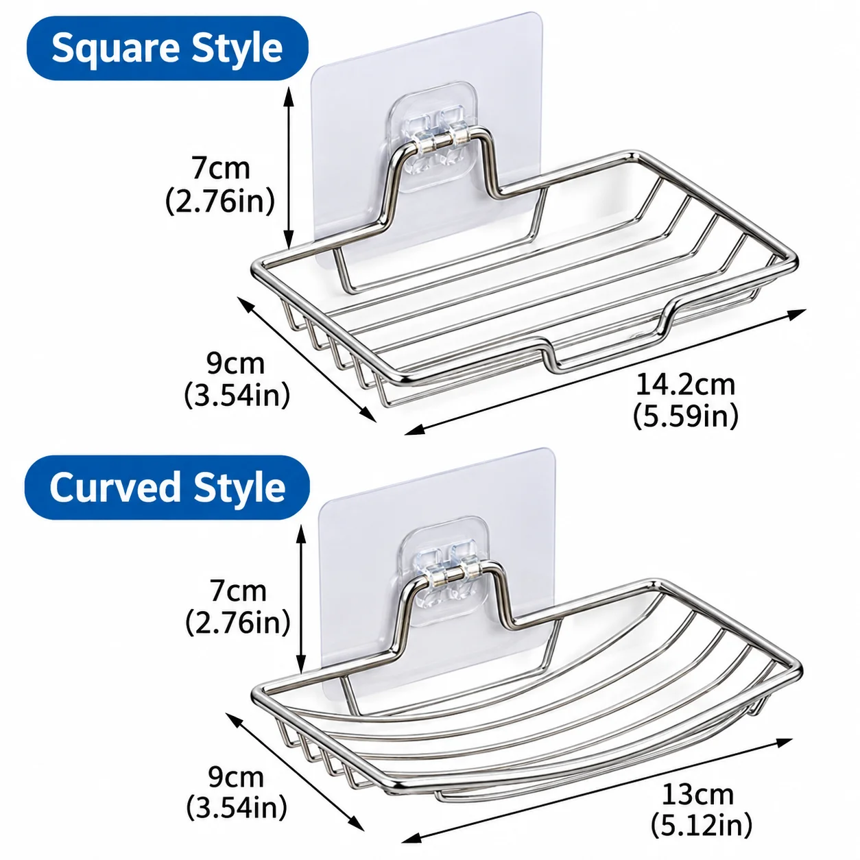 No Drill Wall Mounted Soap Dish Draining Soap Holder Bathroom Shower Storage Rack Adhesive Metal Soap Tray Organizer for Sink - view 6