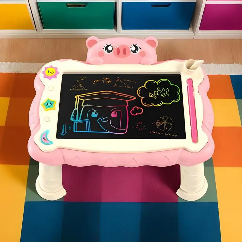 Lcd Writing Tablet Educational Kids Drawing Pad with Stand Reusable Learning Tool Art Supplies for Home School Travel