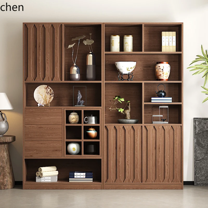 

CP retro Bo solid wood new Chinese display cabinet living room tea set tea cup storage rack