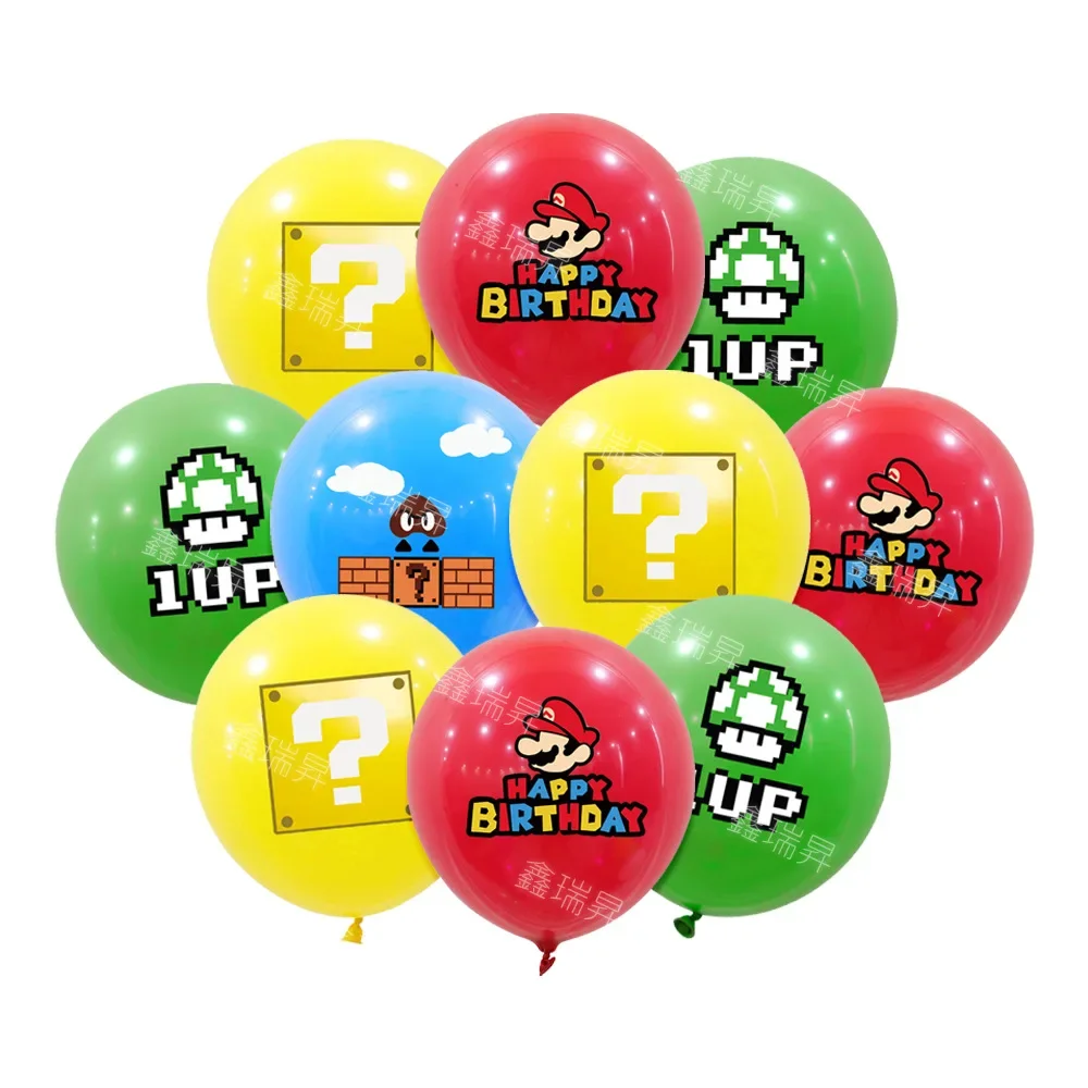 10Pcs Mario Bros Balloon Set Kawaii Anime Figure Balloons Kids Happy Birthday Party Decoration Supply Kids Toys Gifts