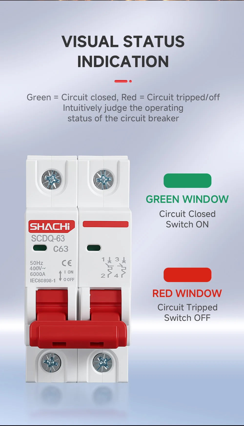 SHACHI AC Mini-Leitungsschutzschalter MCB 2P 16A 20A 25A 32A 40A 63A 220V 400V C-Typ DIN-Schienen-Luftschalter für den Überlastschutz im Haushalt – Detail 10