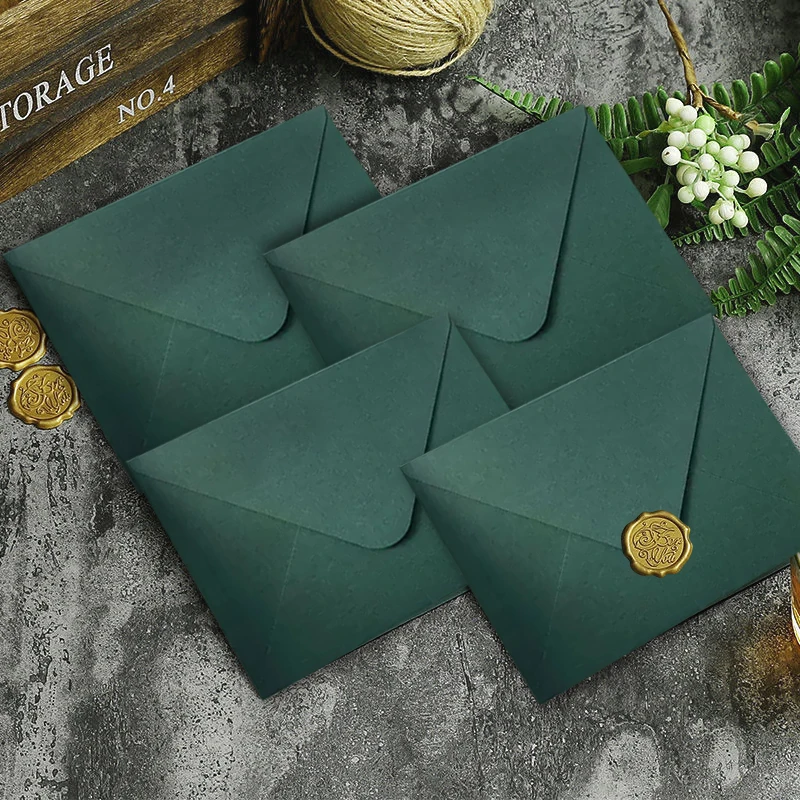 10pcs/lot Green Envelope High-grade 250g Paper Small Business Supplies Stationery Envelopes for Wedding Invitations Postcards