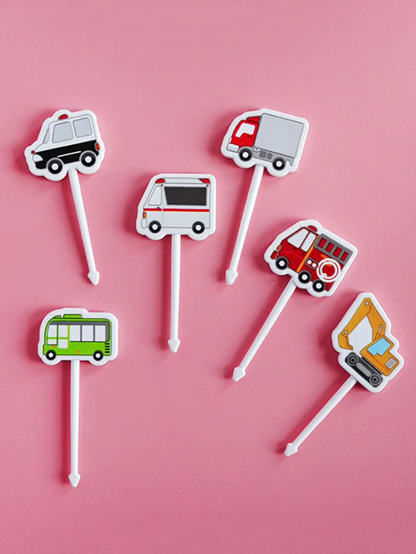 1set Car Castle Vegetable Crockery Cute Mini Toddler Children Fruit Forks Toothpicks Kids Food Picks Cartoon