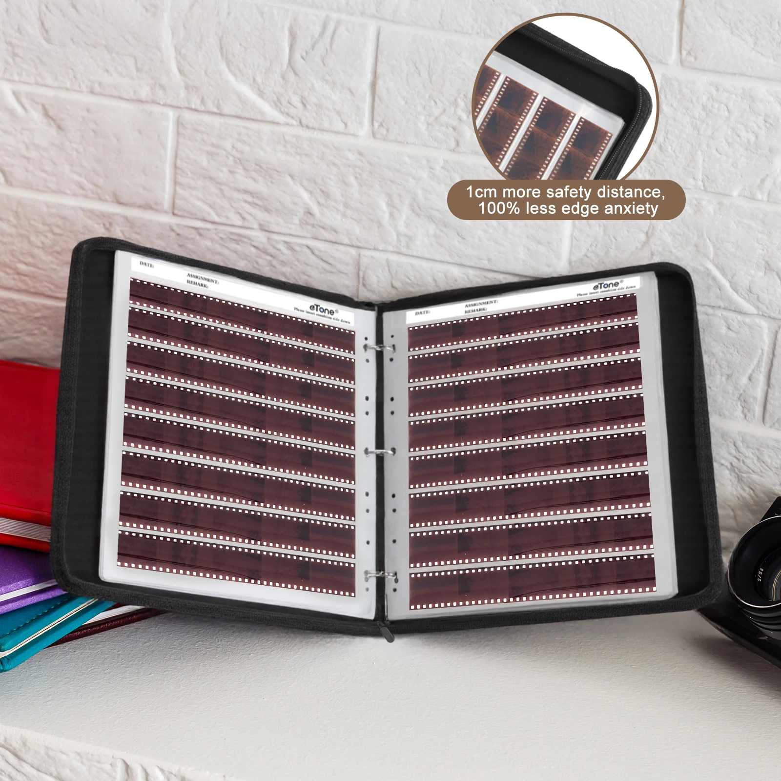 جديد eTone براون المحمولة فيلم الأكمام السالبة الموثق سستة الألبوم مع 50 قطعة 35 مللي متر 135 صفحات تخزين خالية من الأحماض #3