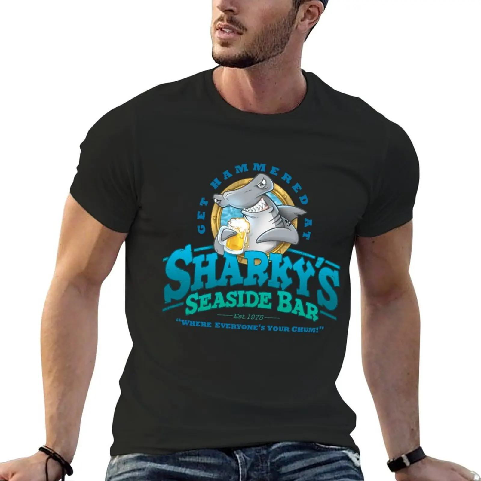 

Sharky's Seaside Bar T-Shirt gifts for boyfriend vintage t shirts Funny t-shirt anime shirt big and tall t shirts for men