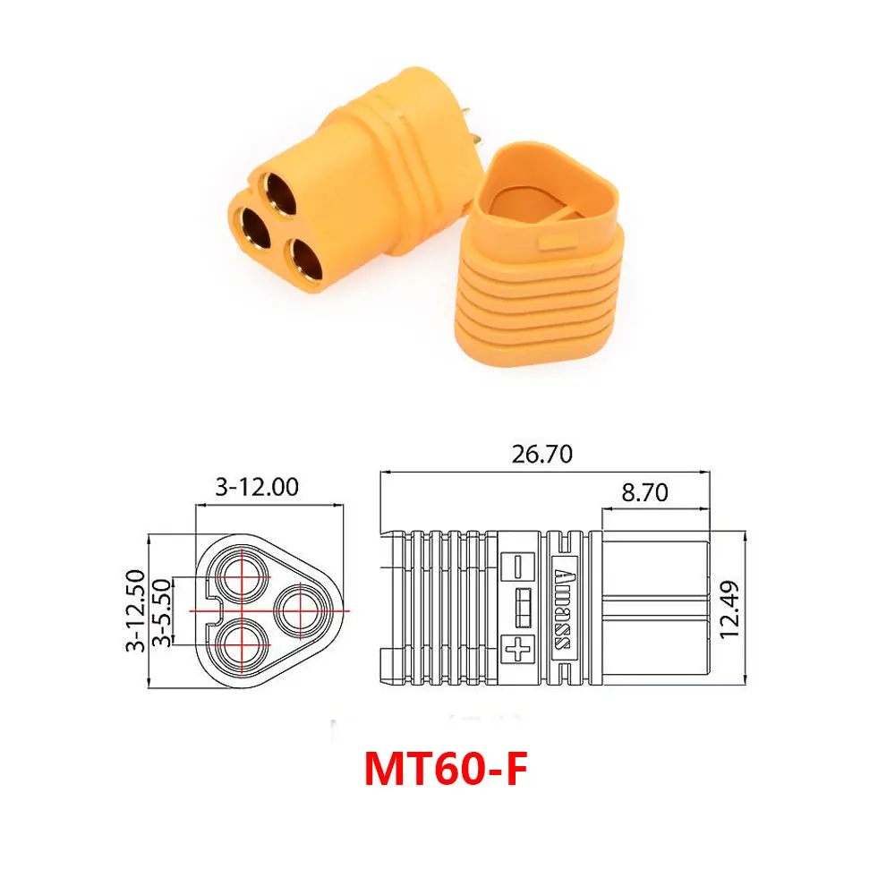 2/10Pcs MT60 Male Female 3.5mm 3 Pole Plug Connector with Sheath Set for RC Airplane Car Model ESC Accessories