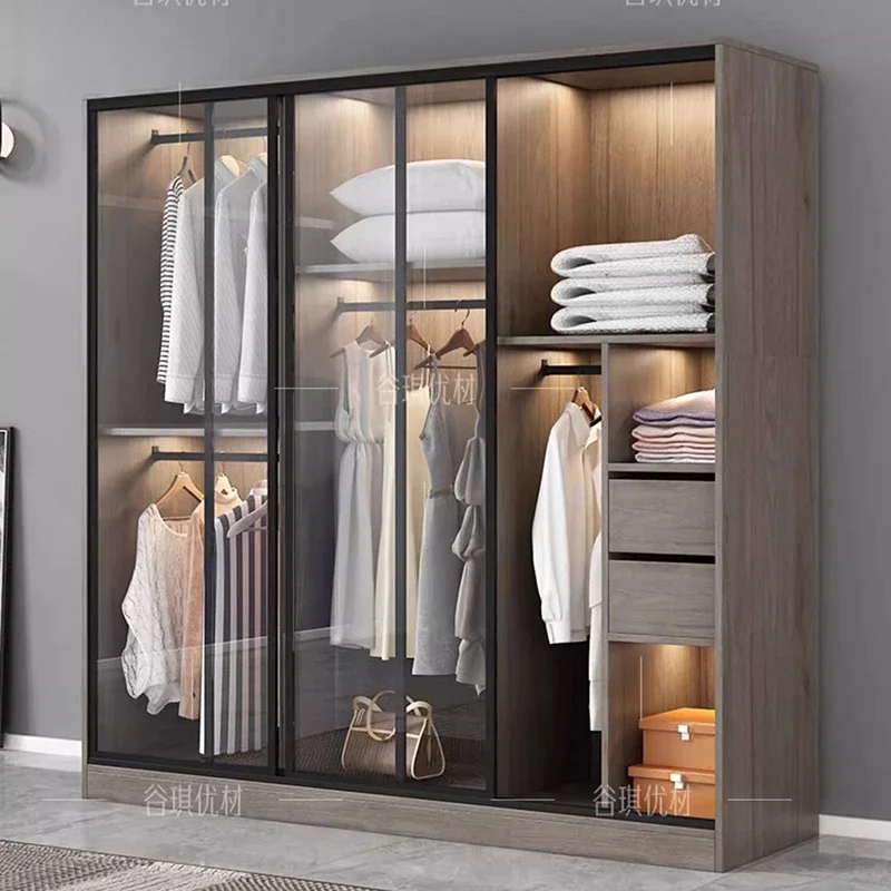 

Cube Modern Wardrobe Bedroom Walk Portable Organizer Partitions Closet Storage Cupboard Mirror Fabric Armario Trendy Furniture