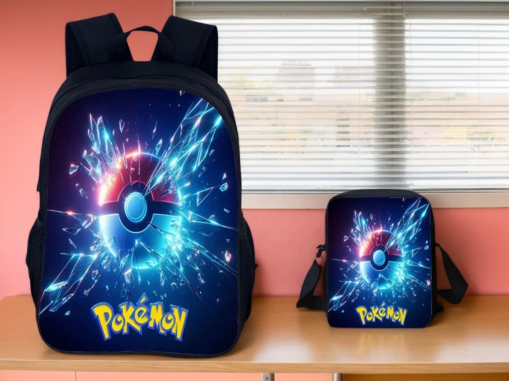 

Детский водонепроницаемый рюкзак Pok_emon унисекс, комплект 2 в 1, школьный рюкзак и холщовая боковая сумка для мальчика