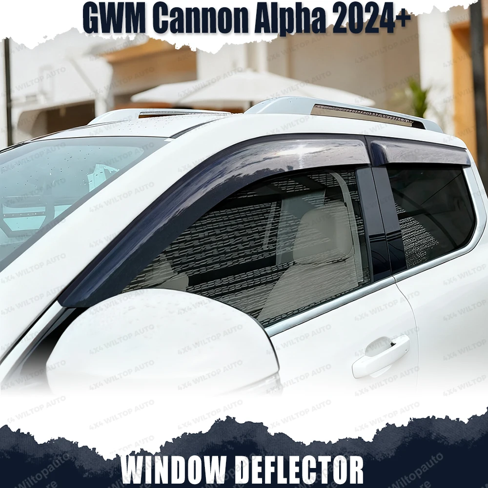 Window Visor Deflectors Weathershield For GWM Cannon Alpha 2024+ Smoked Black Wind Rain Sun Guards 4X4 Car Styling Accessories