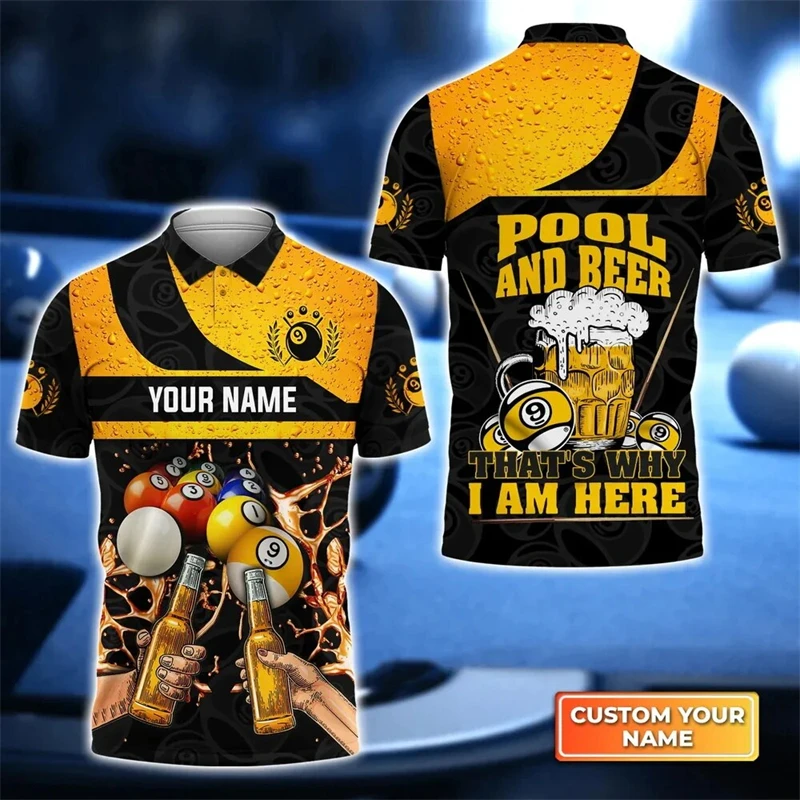 Game Fans Billiards Custom Polo Shirt For Men Summer Quick Dry Oversized Short Sleeves Outdoor Sports Tees Street Pullover Shirt