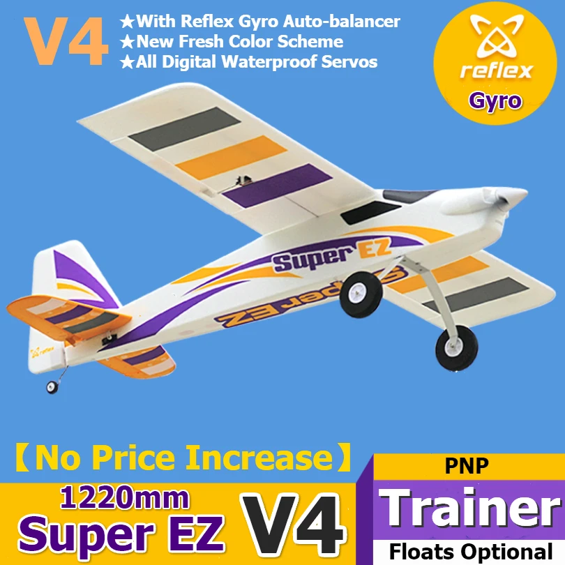 FMSRC RC Airplane Plane 1200mm Super EZ V4 Trainer Beginner With Gyro Floats Optional 3S 4CH PNP Model Hobby Aircraft Avion EPO