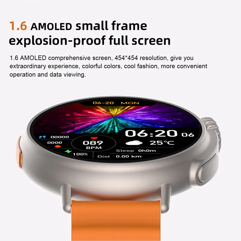 2023 New Round Screen Smart Watch 454*454 Ultra 8 NFC Men Women Smartwatch IP67 Waterproof Sports Fitness Tracker Bluetooth Call