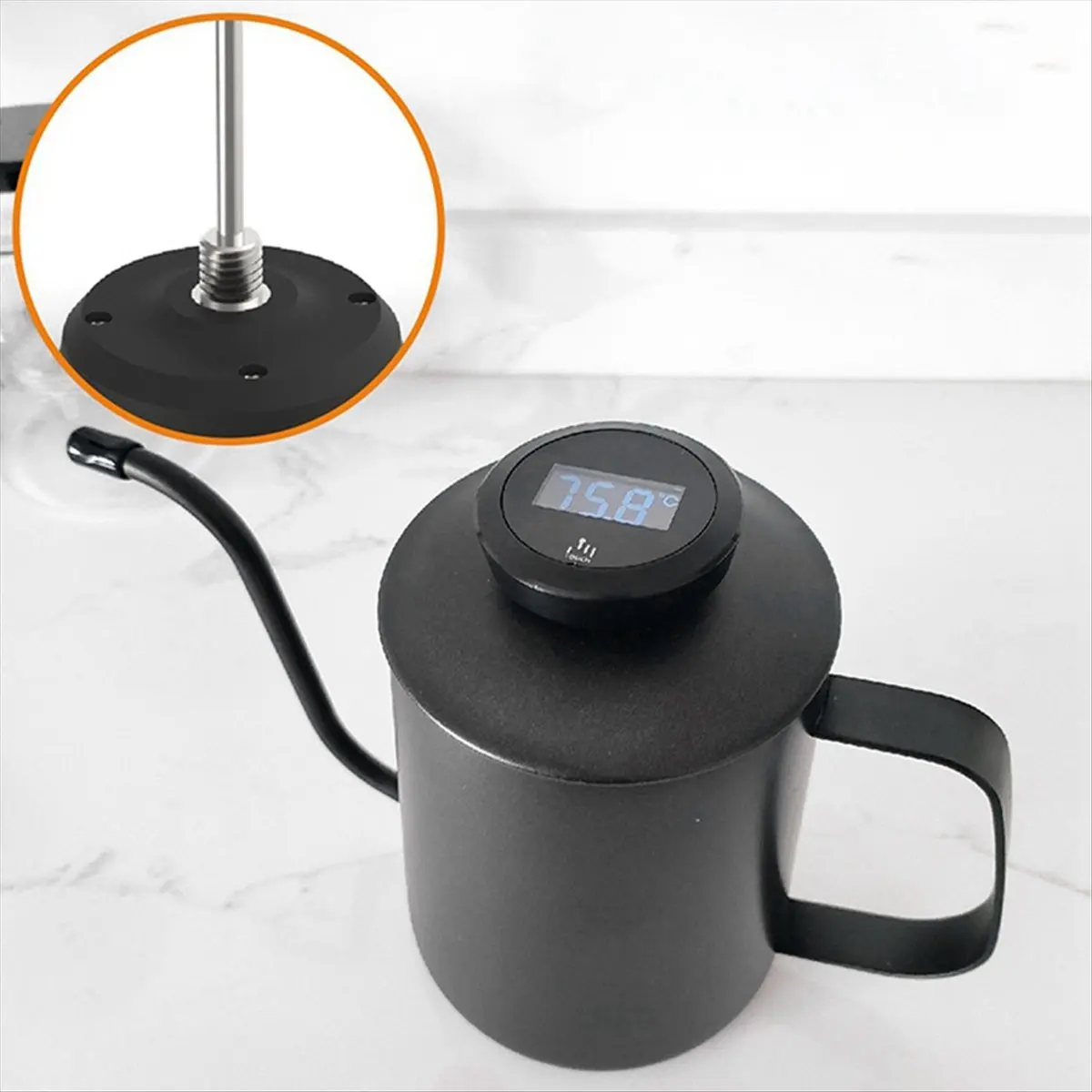 newT77 Digital Touch Screen Thermometer IP65 Waterproof Thermometer with Stainless Steel Probe for Coffee Milk Jug