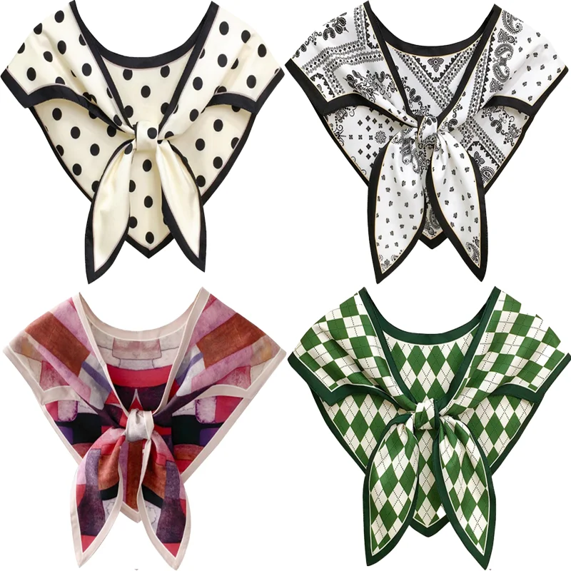 

Декоративная шаль с искусственным воротником для женщин, модный завязанный треугольный шарф, летняя накидка на плечо, съемный накладной воротник рубашки