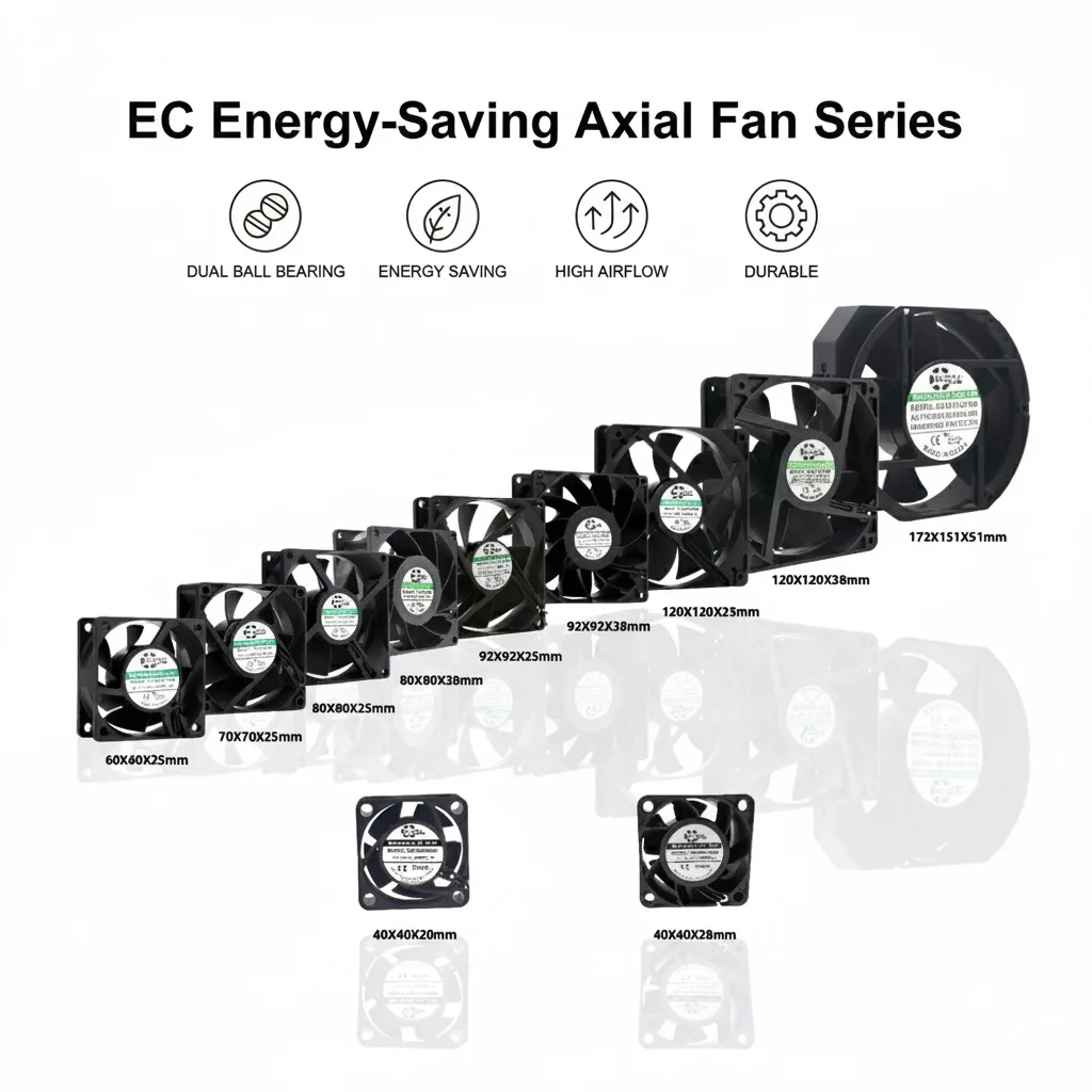 

SXDOOL High-Efficiency EC Cooling Fan | Brushless Motor | High RPM & High CFM | 96–256V Universal Voltage | Long-Life Dual Ball