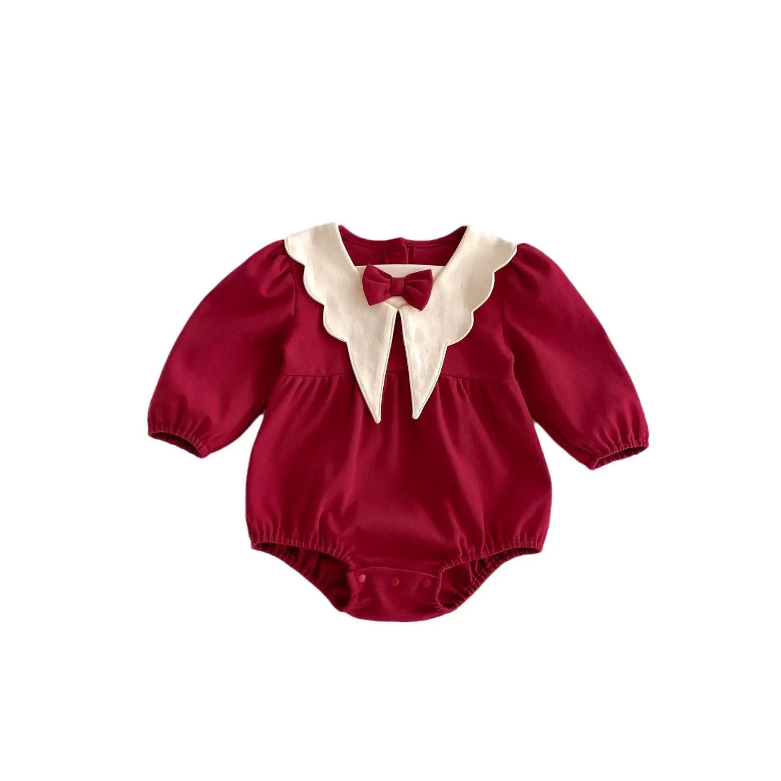 Baby Clothes Autumn New Princess Baby Girl's Jumpsuit 100 Day's Party Clothes Red One Piece Clothes 0 1 2 3 Years Old