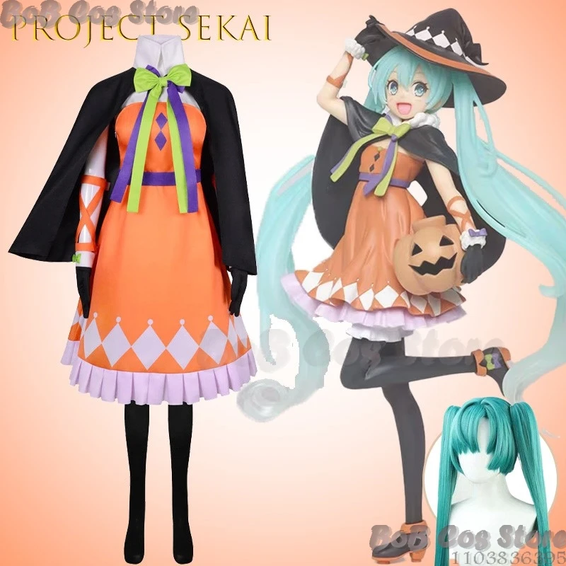 

Project SEKAI Mikuku Halloween Pumpkin Dress Cosplay Clothes Stage Performance Anime Outfit Prop Halloween Carnival Outfit Cos