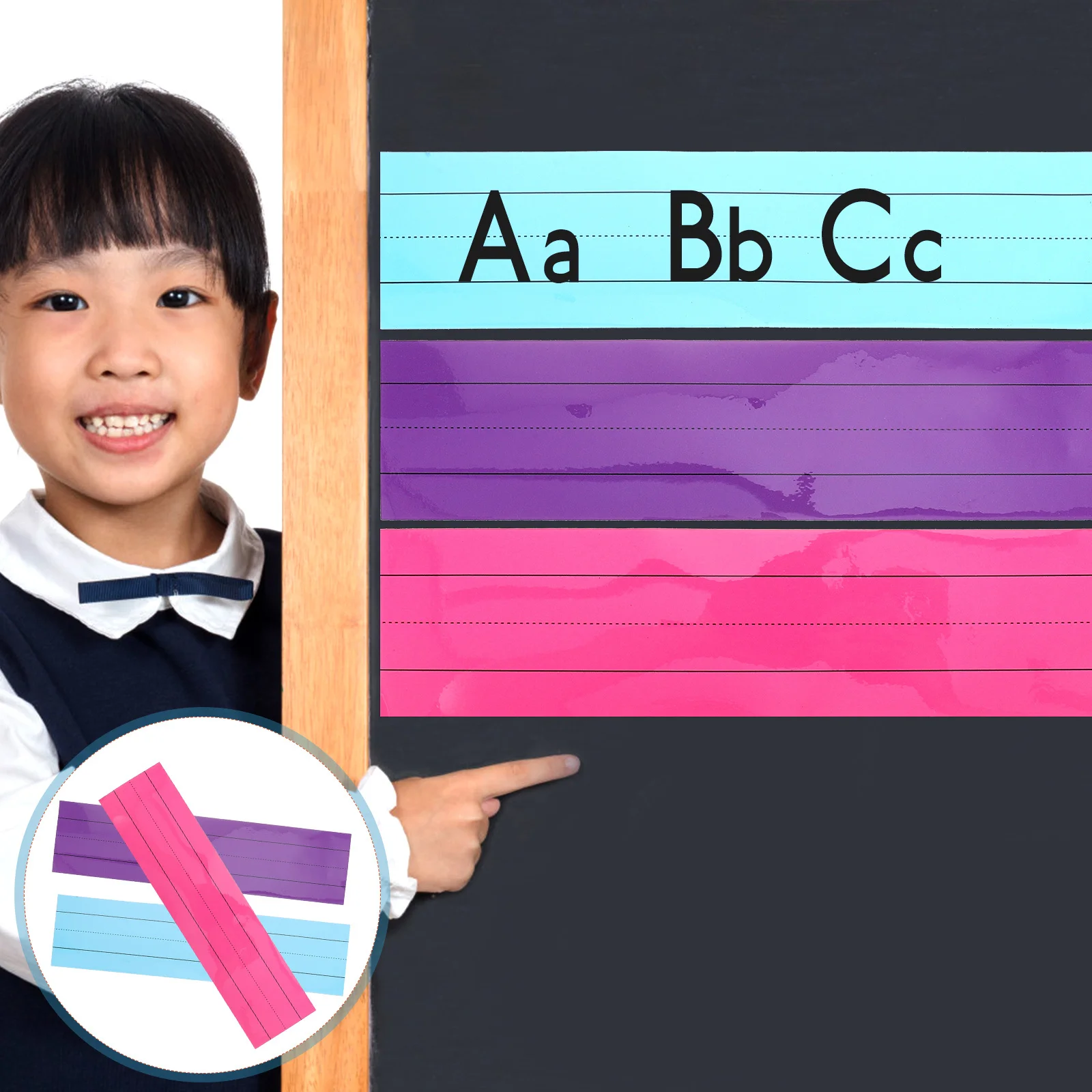

3Pcs Magnetic Sentence Strips Reusable Dry Erase Lined for Refrigerator Whiteboard Blackboard Classroom Office Label Name Tags