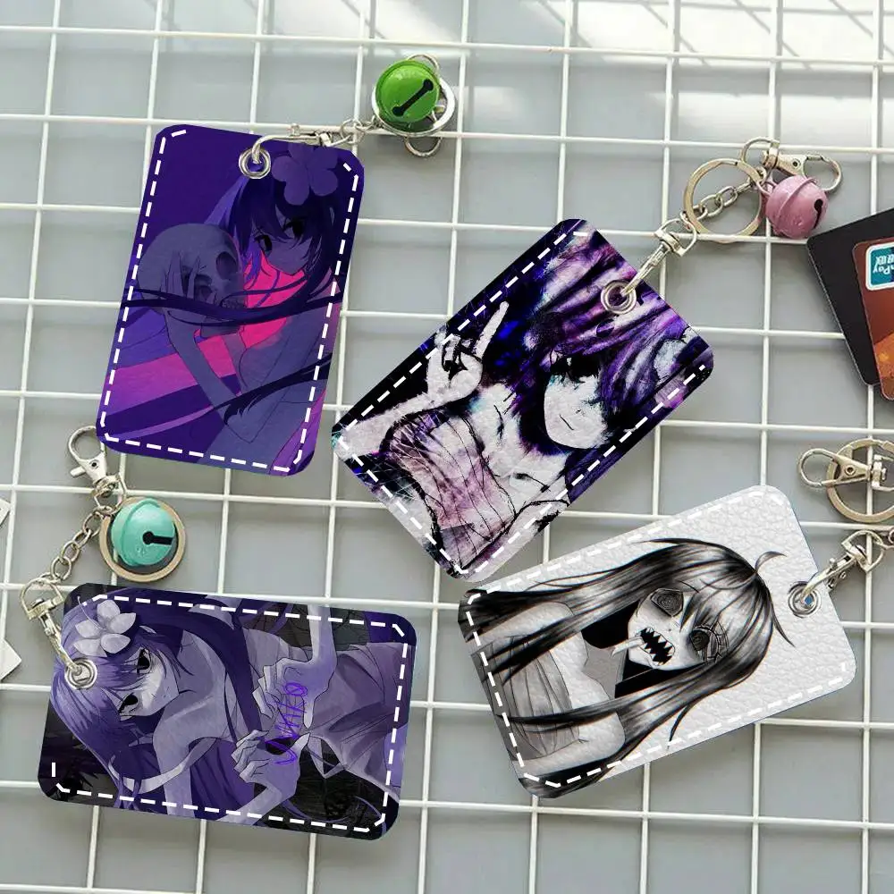 Music Sewerslvt Card Case Keychain Access Card Bag Key Tag Ring Leather Card Holder Key Ring Access