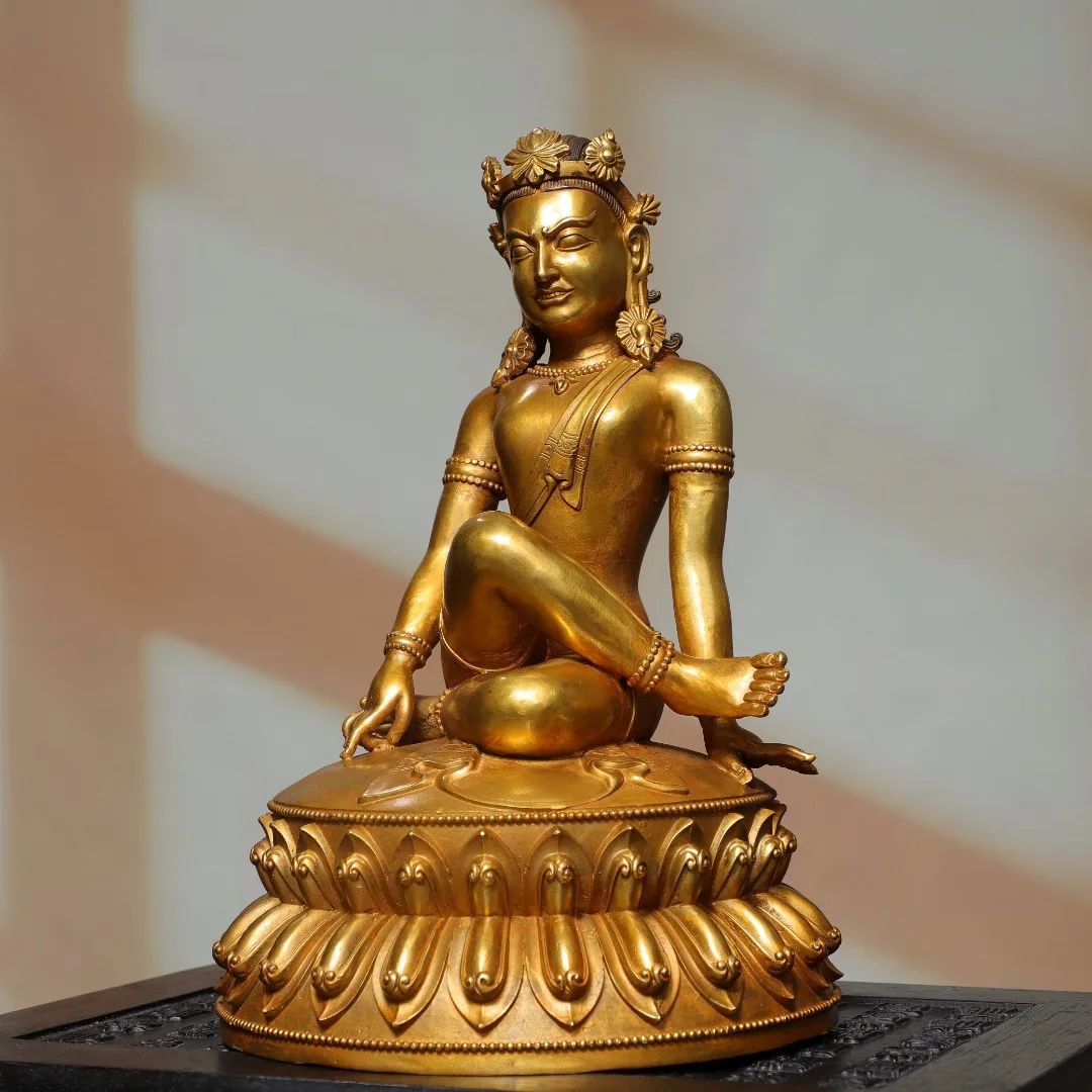Old Bronze Gilded Cinnabar High Relief Northern Wei Buddha Cross legged Tara Sitting Buddha Amitabha Worship Hall Town house