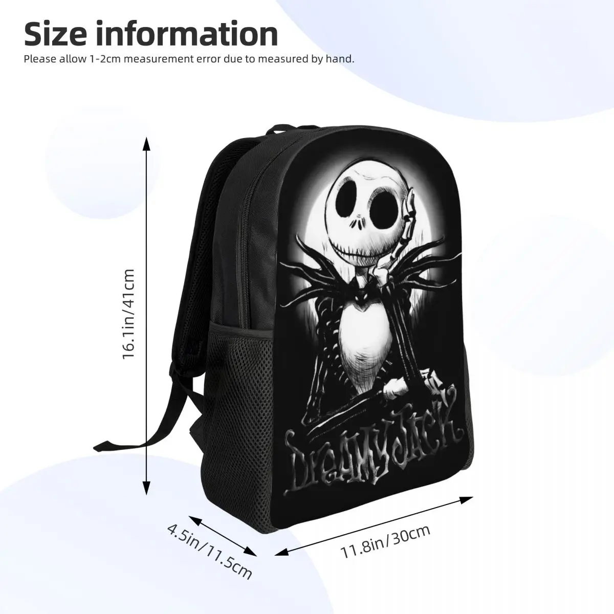 Custom The Nightmare Before Christmas Backpack Horror Movie Skeleton Jack Night College School Travel Bags Women Men Bookbag