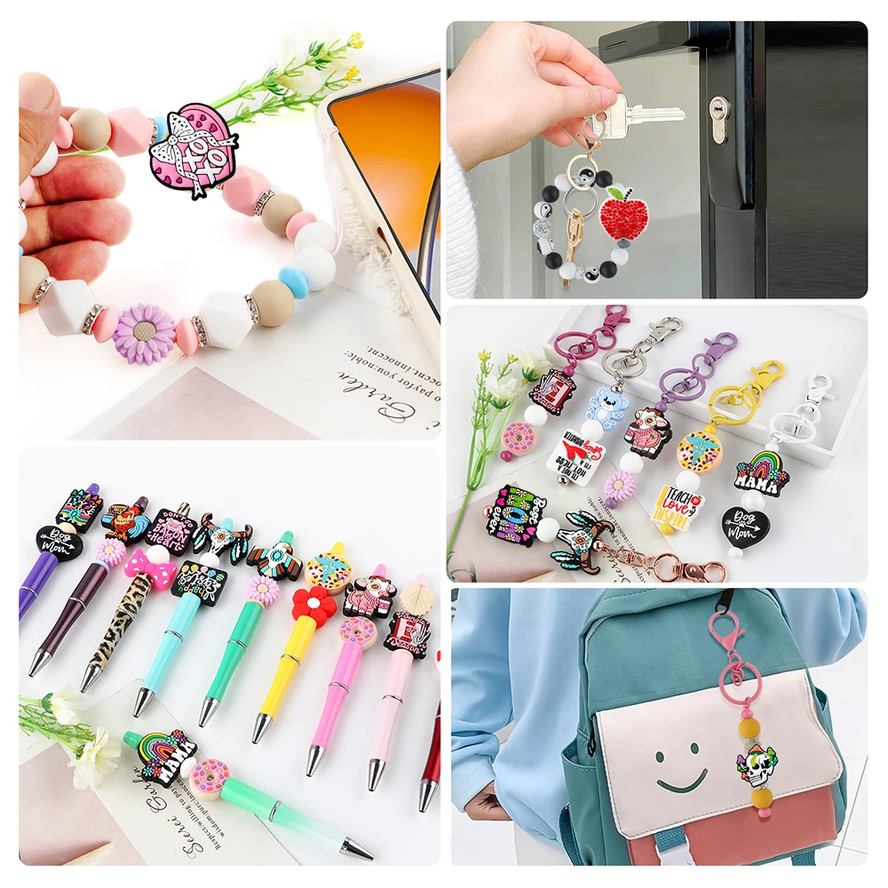 Sunrony 5/10Pcs New Focal Silicone Beads Valentine Series Love Bead For Jewelry Making DIY KeyChain Necklace Bracelet Accessorie