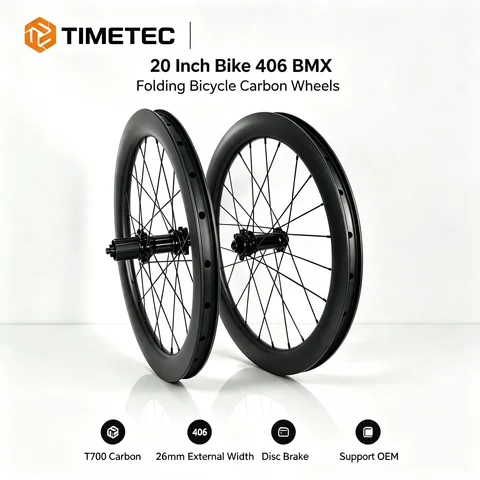 20 Inch 406 BMX folding Bike carbon wheels Tubeless Compatible With Clincher Disc Brake 26mm External Width 38 mm Depth
