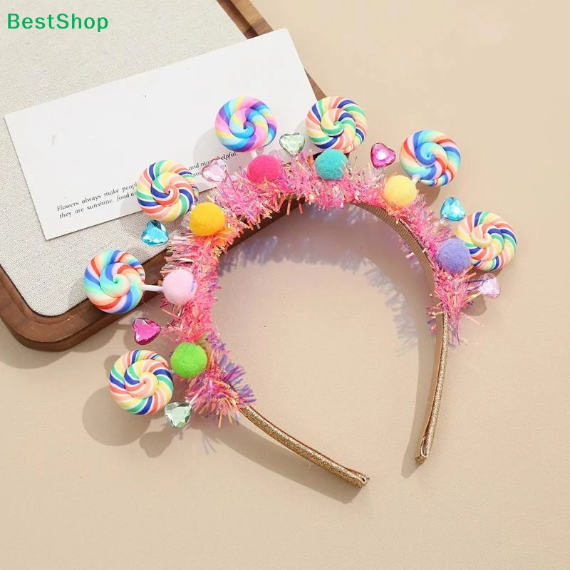 ❀❀Colorful Pom Pom & Lollipop Headbands - 1PCS Fun Party Hair Accessories for Girls