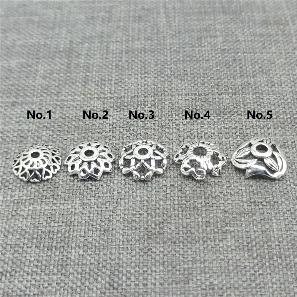 

20pcs of 925 Sterling Silver Heart Flower Bead Caps for Bracelet Necklace 7mm 8mm
