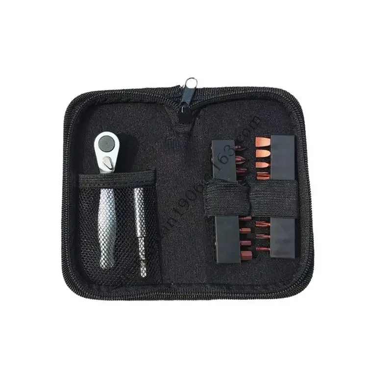

22 In 1 Mini 1/4" 72 Tooth Ratchet Wrench Screwdriver with Organized Bits Storage And Zippered Case