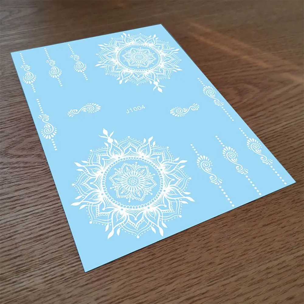 

Свадебная вечеринка, одноразовые белые кружевные руки, цветок, черные водонепроницаемые временные татуировки, имитация хны, наклейки, татуировка, наклейка