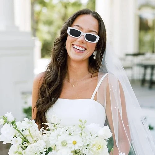 Imagen 2 del producto Gafas de sol blancas para novia, accesorio para despedida de soltera, fiestas de bodas perfectas, diseño de moda, gafas de sol para mujer, boda
