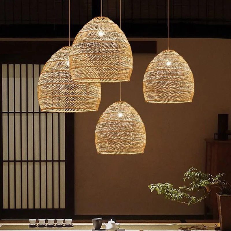

Chinese-style Zen-inspired rattan weaving lamp set for tea room, guesthouse, restaurant and staircase area