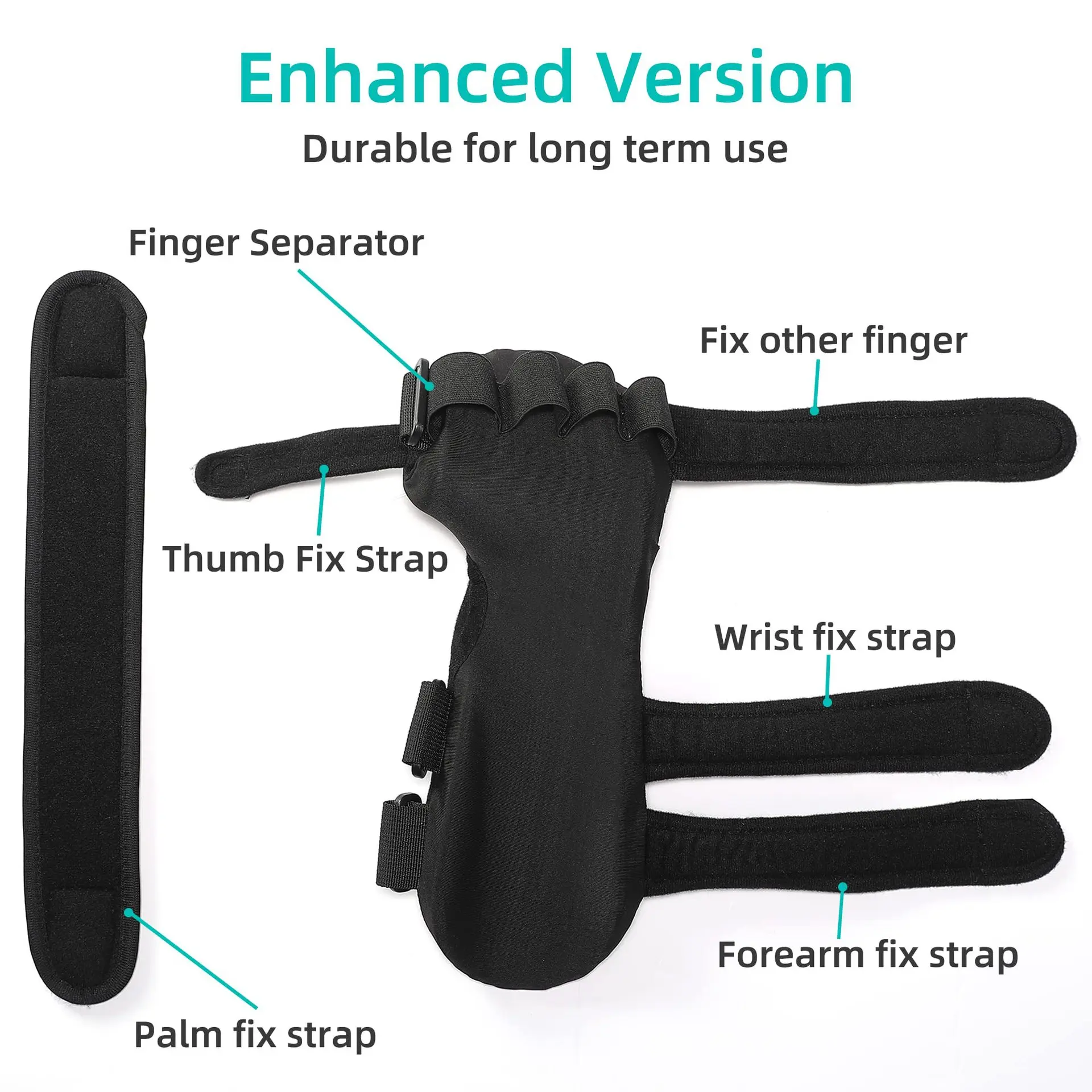 Adjustable Post-Stroke Hand Brace - Night Splint with Finger Support, Breathable Orthopedic Wrist Rest for Daily Comfort