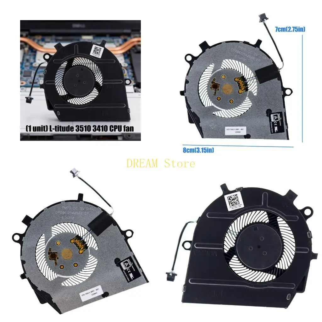 Internal Laptop Cooling Fan Replacement for 3510 3410 Series, Processor Service Part for Worn Fan Repair and Maintenance Use in