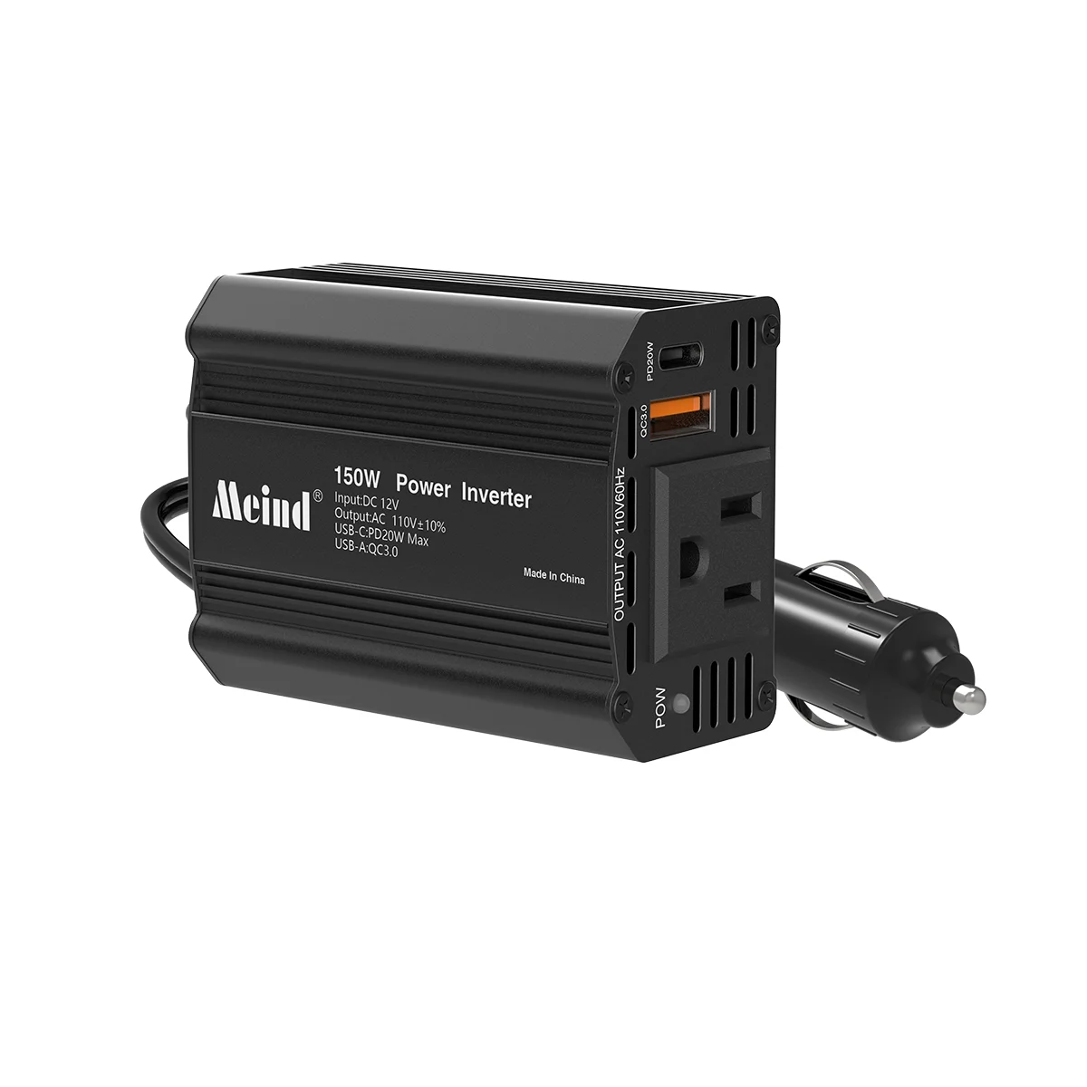 Meind 150W Car Power Inverter PD 20W&QC 3.0 USB Charger DC 12V to AC 110V  Converter Laptop Charger Outlet Adapter for Car